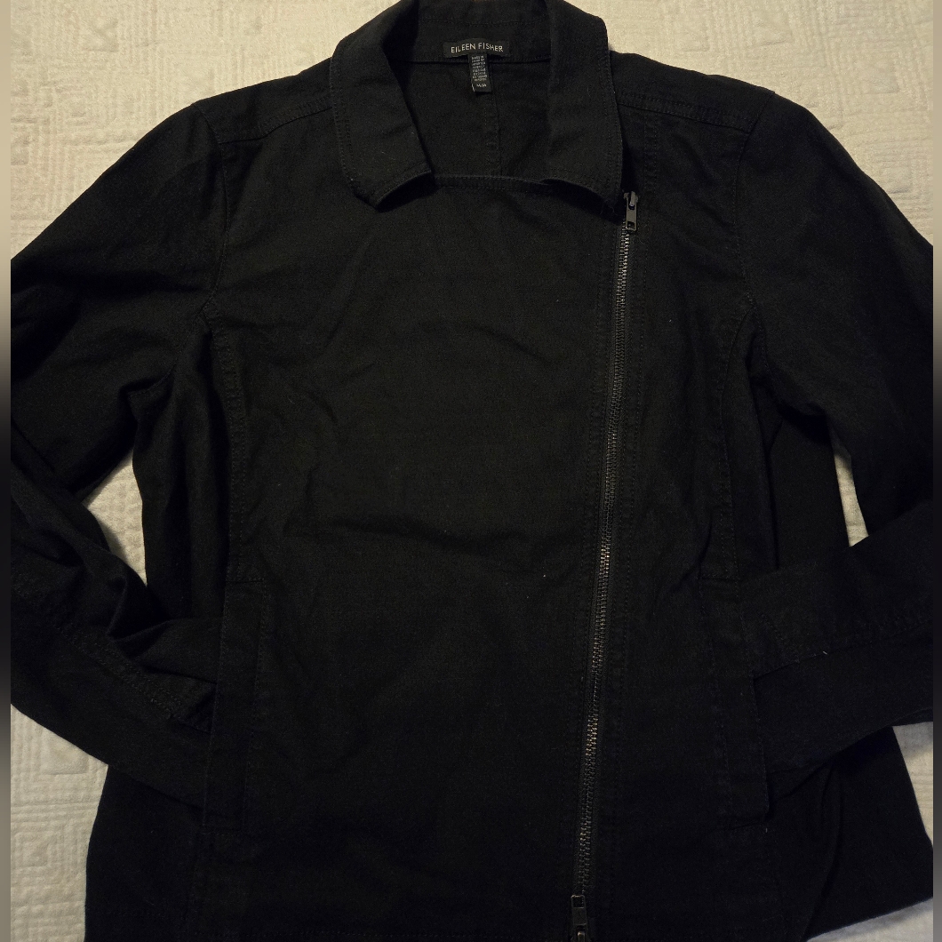 Eileen Fisher Organic Cotton Moto Jacket, Size Medium